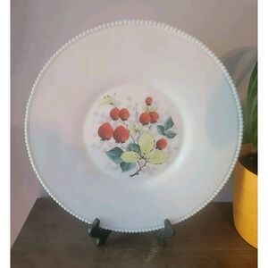 Westmoreland Zodiac & strawberries‎ design milk glass serving platter  1950's